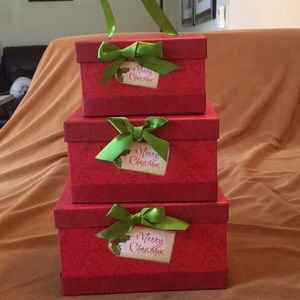 3 Nested Christmas Gift Boxes -NWT
